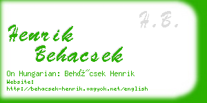henrik behacsek business card